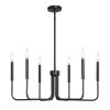 6-Light Chandelier, Black Farmhouse Chandelier, Adjustable Height, Dining Room Hanging Light Fixture for Ceilings, Modern Chandelier for Bedroom