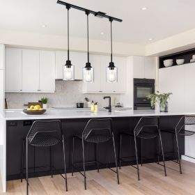 3-Lights H-Type Track Light, Dimmable Track Mount Pendant Lighting Fixtures with Seeded Glass Shade, (TRACK NOT INCLUDE)