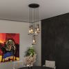 5 Light Cluster Pendant Lights, Black High Ceiling Chandeliers Adjustable, Living Room Pendant Light, Foyer Chandeliers, Stairwell Pendant Lighting