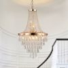 20" Modern Crystal Pendant Chandelier with Golden Finish – Elegant 11-Light Hanging Light Fixture Tiered Design for Dining Room, Living Room