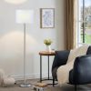 60'' Modern Floor Lamp with Shade, Tall Lamps for Living Room, Bedroom, Office, Dining Room, White Shade with Silver Pole(Without Bulb)