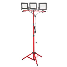 LED Work Light with Stand, 15000 Lumens, Three-Head Portable Camping Light with Individual Switch, Tripod Stand, 10.83 ft Power Cord