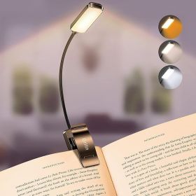 Gritin 9 LED Rechargeable Book Light for Reading in Bed - Eye Caring 3 Color Temperatures,Stepless Dimming Brightness