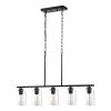 5-Light Kitchen Island Pendant Lights, 60W, Adjustable Dining Room Light Fixture with Clear Glass Lampshade 4 Rods 2 Metal Chains