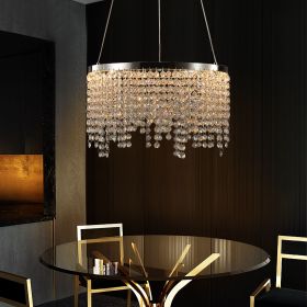 16-inch Luxury Crystal LED Chandelier - Adjustable Height and Color Temperature (3000K-6000K) - Modern Chandelier for Living Room