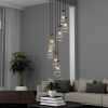 7 Light Dining Room Pendant Light, Large Chandelier Adjustable Hanging Line, Black Living Room Pendant Light, Foyer Chandelier