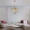 20" Luxury 3-Tier Crystal Chandelier, 7-Light Gold Frame Pendant Light, Elegant Ceiling Lighting for Living Room, Dining Room, Bedroom (No Bulbs)