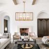 27" Modern Golden Geometric 8-Light Chandelier – Industrial Metal Pendant Light Fixture for Living Room, Dining Room, or Kitchen (Bulb Not Included)