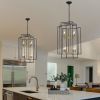 18" Modern 8-Light Black Gold Geometric Pendant Chandelier, Industrial Metal Frame, Adjustable Hanging Light for Living Room, Dining Room