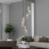 7 Light Dining Room Pendant Light, Large Chandelier Adjustable Hanging Line, Black Living Room Pendant Light, Foyer Chandelier