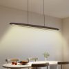 39-inch Streamline Wooden LED Pendant Light with Remote Control, Adjustable Hanging Light for Dining Room, Kitchen