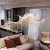 36-inch Modern Wave LED Crystal Chandelier - Adjustable Color Temperature 3000K/4000K/6000K - Adjustable Height - Elegant Chandelier for Living Room a