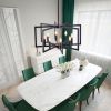 27" Modern Black Geometric 8-Light Chandelier – Industrial Metal Pendant Light Fixture for Living Room, Dining Room, or Kitchen (Bulb Not Included)