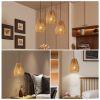 7" Set of 3 Rustic Hemp Rope Pendant Light, Handcrafted Farmhouse Hanging Light Fixture, Adjustable Height Ceiling Lamp for Kitchen Island