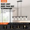 5-Light Kitchen Island Pendant Lights, 60W, Adjustable Dining Room Light Fixture with Clear Glass Lampshade 4 Rods 2 Metal Chains