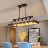 34-Inch Black Gold Vintage Pendant Light, 5 E26 Bulb Sockets, Adjustable Chain Height – Antique Style Chandelier for Dining Room, Kitchen