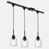 3-Lights H-Type Track Light, Dimmable Track Mount Pendant Lighting Fixtures with Seeded Glass Shade, (TRACK NOT INCLUDE)