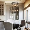 18" Modern 8-Light Black Geometric Pendant Chandelier, Industrial Metal Frame, Adjustable Hanging Light for Living Room, Dining Room