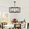 27" Modern Black Geometric 8-Light Chandelier – Industrial Metal Pendant Light Fixture for Living Room, Dining Room, or Kitchen (Bulb Not Included)
