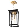 5CCT LED Large Outdoor Pendant Light Fixtures, LED Integrated Bulbs Included 3-Light Black and Brass Outdoor Hanging Lantern Light