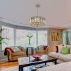 17" Chrome Crystal Pendant Chandelier, Modern Hanging Light Fixture with Adjustable Height, 4-Light E26 Base for Living Room, Dining Room