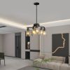 6-Light Modern Farmhouse Black Chandelier, Contemporary Dining Room Light Fixture, Adjustable Height Hanging Industrial Pendant Lights Kitchen Island