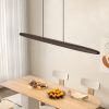 39-inch Streamline Wooden LED Pendant Light with Remote Control, Adjustable Hanging Light for Dining Room, Kitchen