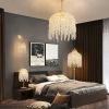 3-Light Elegant Crystal Floor Lamp – Vintage Waterfall Design with Grape-Shaped Crystal Bead Strings and Marble Texture Base for Living Room, Bedroom