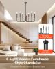 6-Light Chandelier, Black Farmhouse Chandelier, Adjustable Height, Dining Room Hanging Light Fixture for Ceilings, Modern Chandelier for Bedroom