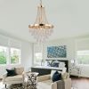 20" Modern Crystal Pendant Chandelier with Golden Finish – Elegant 11-Light Hanging Light Fixture Tiered Design for Dining Room, Living Room