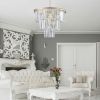 20" Luxury 3-Tier Crystal Chandelier, 7-Light Gold Frame Pendant Light, Elegant Ceiling Lighting for Living Room, Dining Room, Bedroom (No Bulbs)
