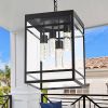 Outdoor LED Pendant Light Fixtures for Porch,4 Light 5CCT Outdoor Pendant Light,Black LED Integrated Bulbs Hanging Lantern