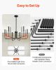 6-Light Chandelier, Black Farmhouse Chandelier, Adjustable Height, Dining Room Hanging Light Fixture for Ceilings, Modern Chandelier for Bedroom