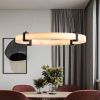 Modern LED Pendant Light, 24-Inch Round Hanging Chandelier with Adjustable Height, Imitation Marble Finish Resin Ring Ceiling Light for Dining Room