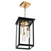 5CCT LED Large Outdoor Pendant Light Fixtures, LED Integrated Bulbs Included 3-Light Black and Brass Outdoor Hanging Lantern Light