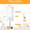 Table Lamp for Bedroom 3 Way Dimmable Touch Lamp USB C Charging Ports and AC Outlet