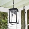 Black Outdoor Pendant Light Fixture, Exterior Chandelier Hanging Lantern for Front Porch