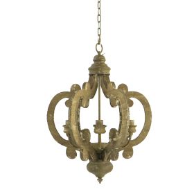 Farmhouse Chandelier, 6-Light Wood Chandelier Pendant Light Fixture with Adjustable Chain for Dining Room Living Room Entryway, Bulb Not Included (Color: as Pic)