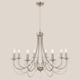 Black/Brushed Nickel Crystal Chandeliers, 8 Lights Farmhouse Crystals Chandelier for Dining Room (Color: Brushed Nickel, Numbers of Light: 8-Light)
