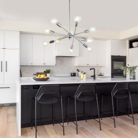 Sputnik Chandelier Modern Black/Brushed Nickel/Chrome Chandelier Mid Century Ceiling Lighting Fixtures 10 Lights E26 for Living Room, Kitchen Island (Color: Chrome)