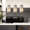 4" Modern Crystal Pendant Light - 3 Pack, Adjustable Hanging Ceiling Lamp with Crystal Prism Design for Dining Room, Kitchen Island