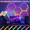 Hexagon led Lights - Garage Hexagon Light with Multi Color Modes, Dimmable and Speed Adjustable RGB Hexagon Wall Lights, DIY Design for Gaming Room