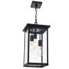 Black Outdoor Pendant Light Fixture, Exterior Chandelier Hanging Lantern for Front Porch