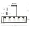 Lighting 5-Light Dining Room Light Modern Pendant Lighting for Kitchen Island with Clear Glass Shade Linear Cage Chandelier Hanging Ceiling Light